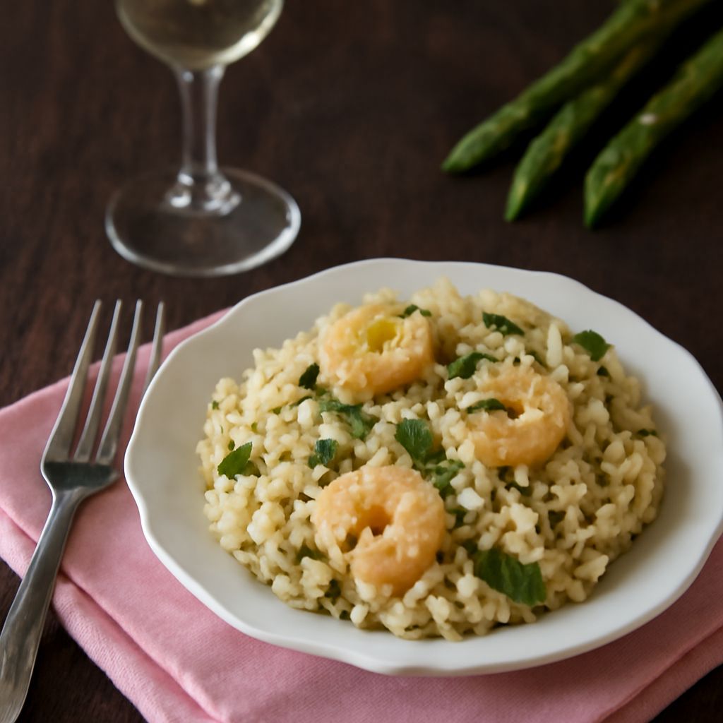 A delicious plate of asparagus risotto with asparagus, showcasing classic asparagus risotto recipes