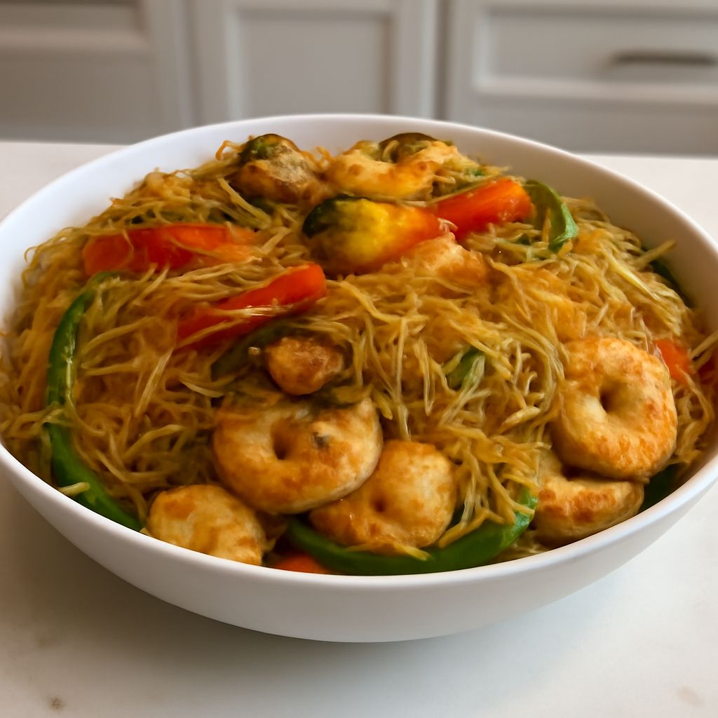 A delicious bowl of curry noodles and red curry noodles