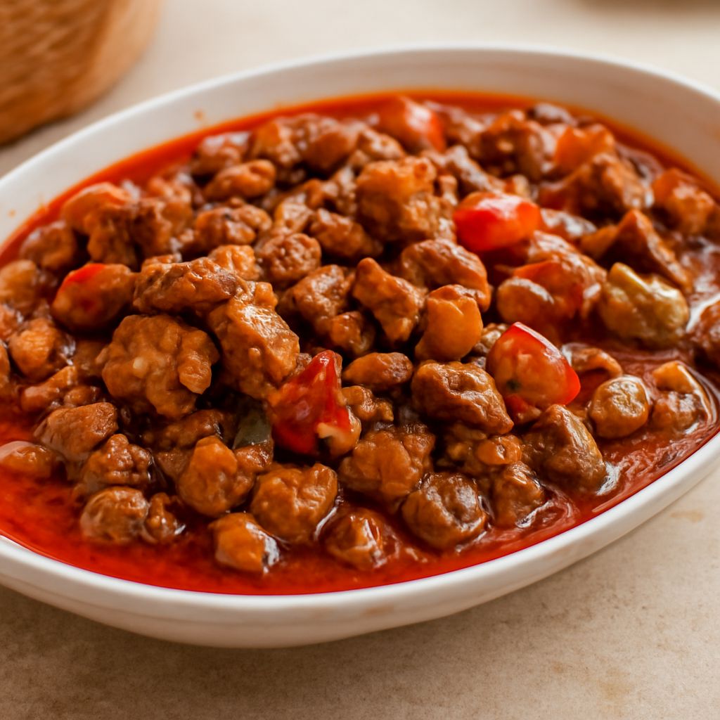 Plate of Ethiopian tibs with beef tibs and tibs recipe