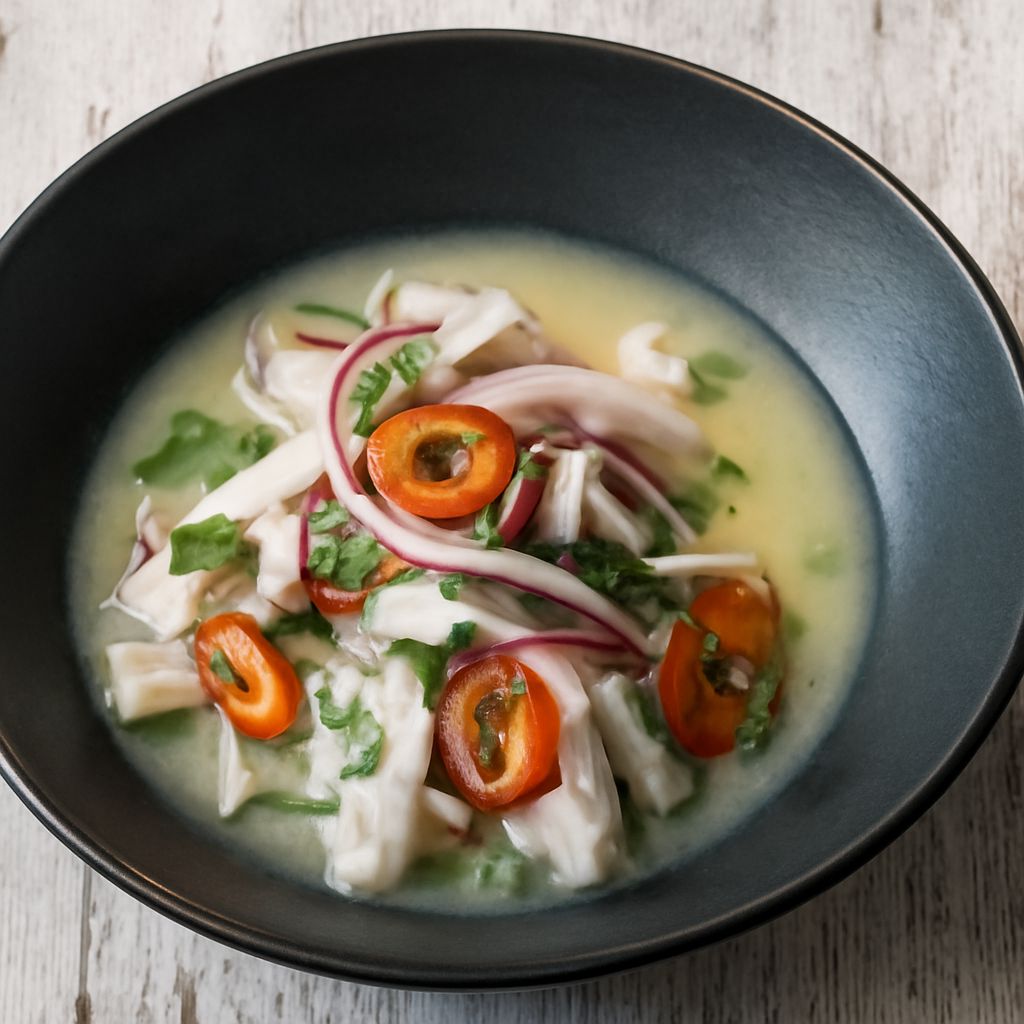 Peruvian ceviche with fresh fish and lime, an authentic Peru ceviche delicacy