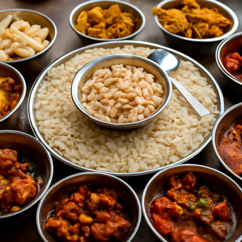 A selection of Nepali food and Nepalese cuisine showcasing the rich flavors of the cuisine of Nepal