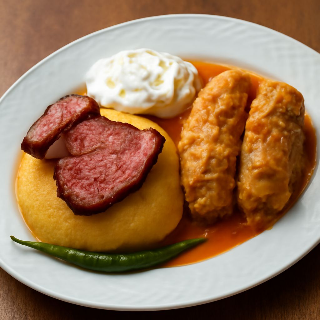 A variety of traditional Romanian foods showcasing popular Romanian food dishes.